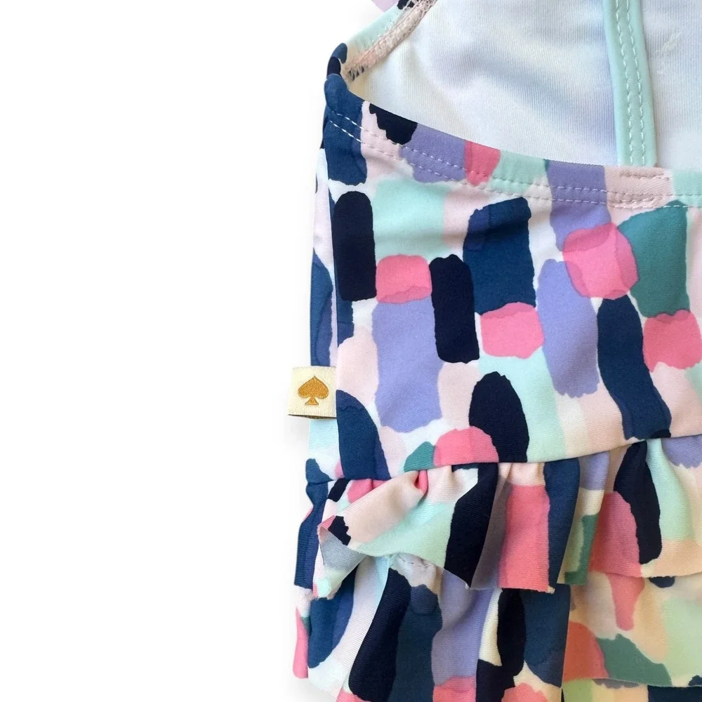 Kate Spade Swimsuit Ruffle Trim Abstract Print One Piece‎ Swimsuit